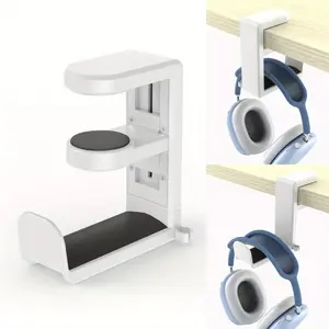 360° Rotating Headset Stand Holder Hook, Hot Selling Earphone Display Rack Desktop Clip Bracket, No Installation Design