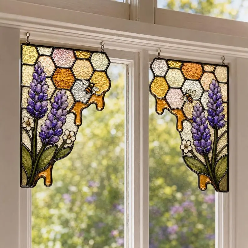 Rainbow stained glass window corner sun catcher, rainbow window hanging, pastel sun catcher, housewarming gift