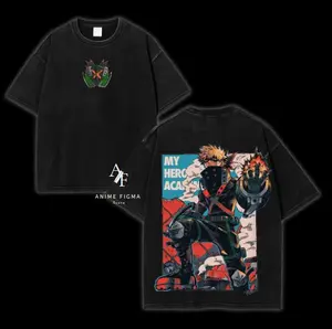 Bakugou Grenade Gauntlet Tee – Oversized Black Anime Shirt | KB Crest Print Front + Ground Zero Hero Explosion Lore Panel Back | Otaku Drop for My Hero Academia FYP Fans & Streetwear Collectors