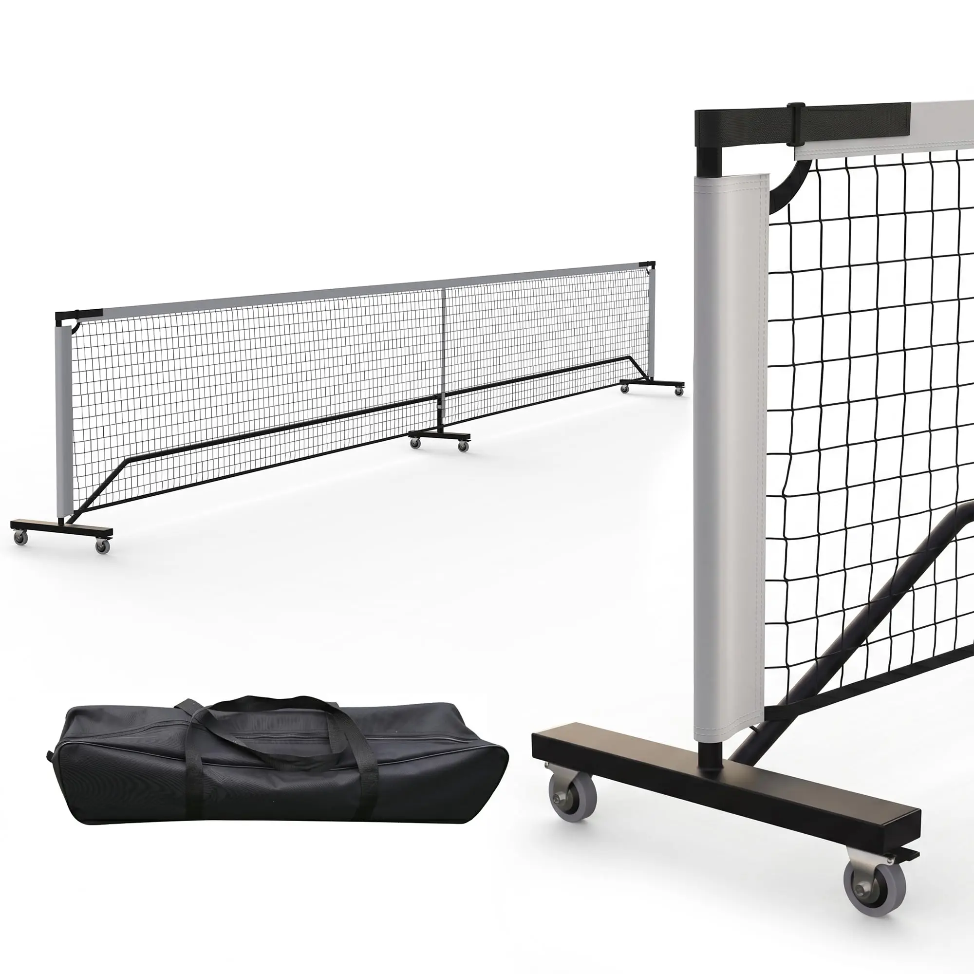 22FT Portable Pickleball Net With Wheels Regulation Size Heavy Duty PE Net System With Carry Bag Easy Setup For Driveway Backyard And Outdoor Court