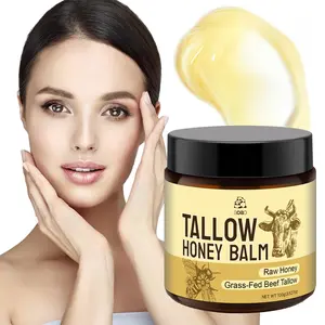 Organic Grass-Fed Beef Tallow Balm with Raw Honey - Handmade All-Natural Deeply Moisturizing Moisturizer for Soft, Smooth, Radiant Skin 100g