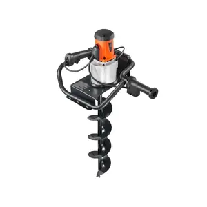 1500W Electric Post Hole Digger 5.71 Inch Alloy Steel Auger Bit with 10.24 Inch Extension Rod 140 RPM Earth Drill for Post Hole Digging Drilling and Tree Planting