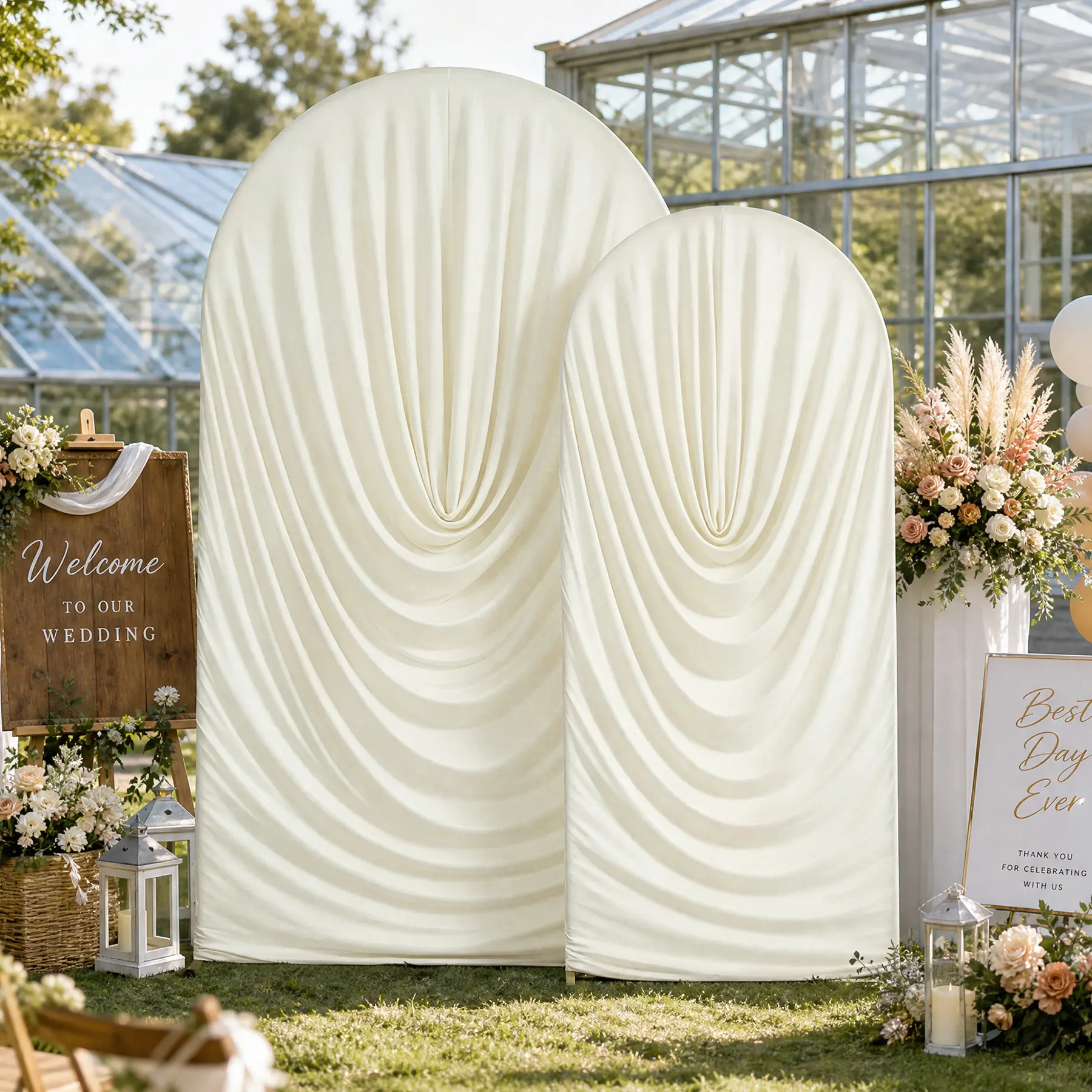 Stretchy Spandex Draped Arch Backdrop Cover - 6ft/7.2ft Sets, 2-Piece Draper Cover for Wedding & Photo Backdrops, Multiple Events Decor (Arch Stand Not Included) by Sohochic