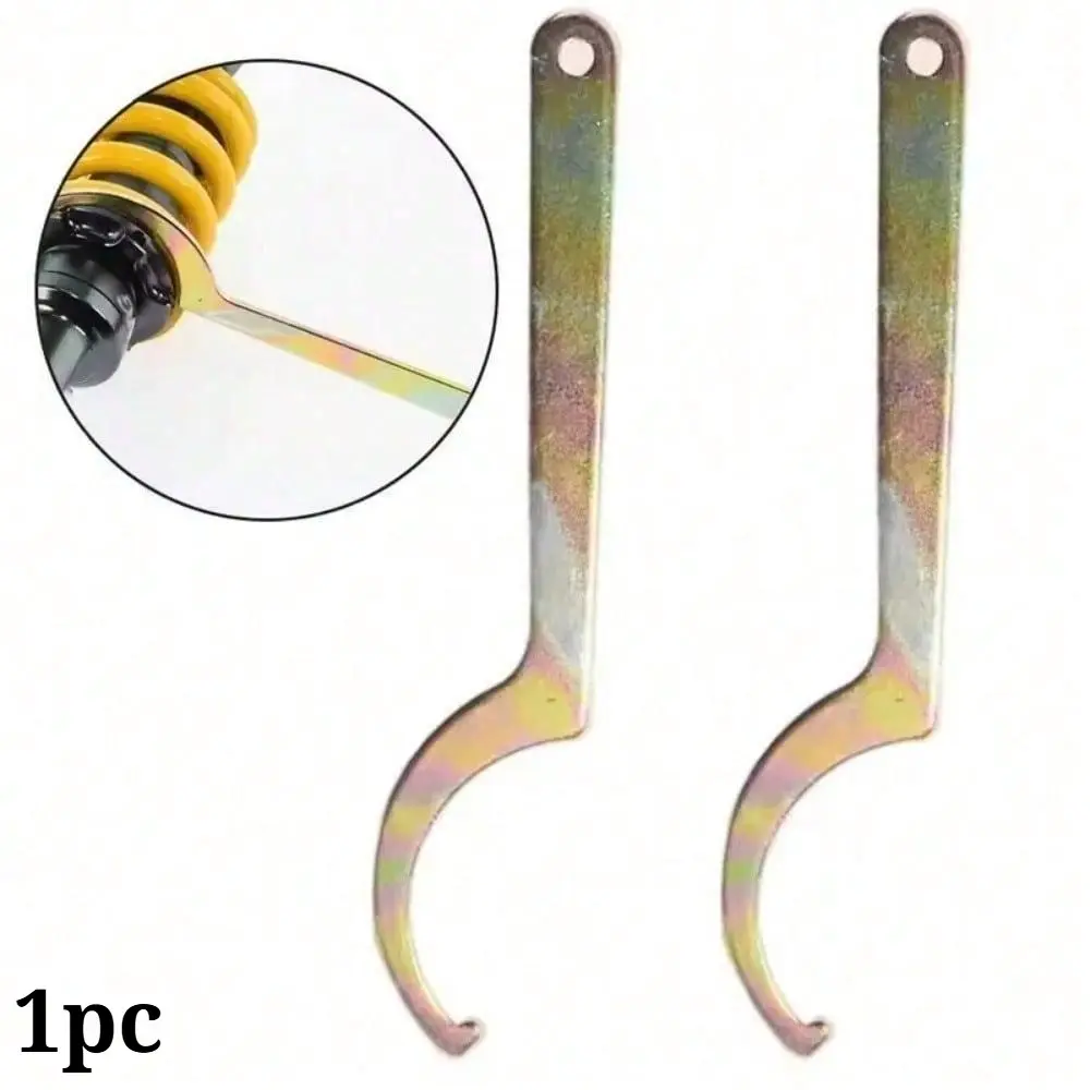 Motorcycle Spring Adjuster Wrench, Shock Absorber Suspension Hand Tool with Hanging Hook, Galvanized Metal, Compatible with Most Models