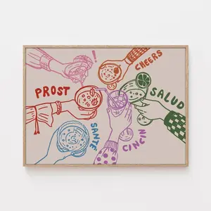 Retro Cheers Bar Cart Print: Colorful Cocktail Poster | Frameless Poster Q