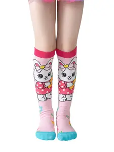 1 Pair Cartoon Knee-High Socks for Girls, Fun and Cute Long Tube Socks, Perfect Gift for Crazy Sock Day, All Seasons Wear