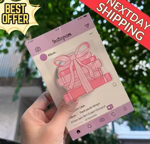 Pink Bow Book Stack MagSafe Phone Grip for Kindle - Magnetic Stand Holder - Coquette Reader Gift