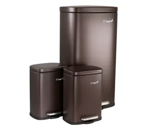Elama 3 Piece 30 Liter and 5 Liter Step Trash Can Set