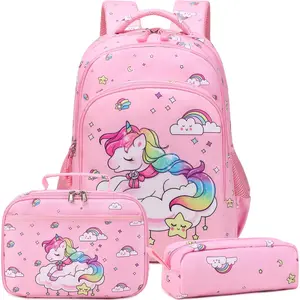 Girls Backpack for Elementary  School Bookbag Set Cute Unicorn Backpacks for Girls Water Resistant