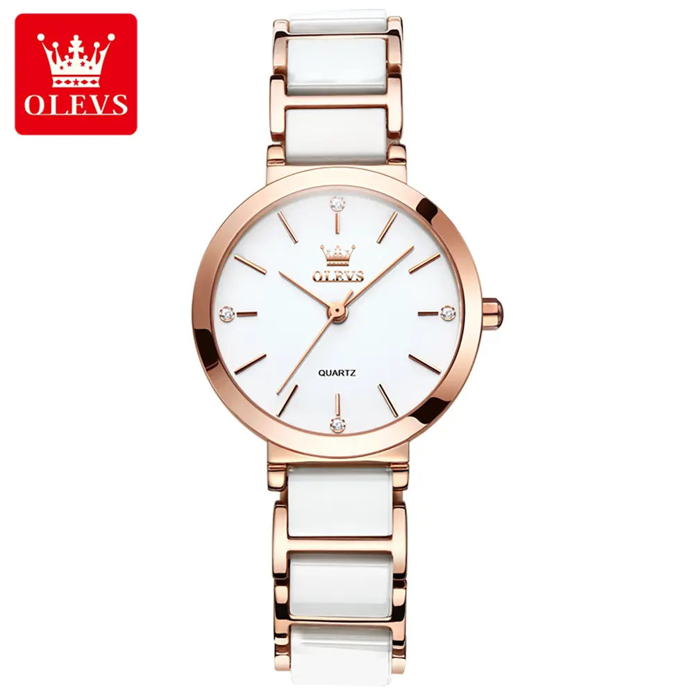 OLEVS 2025 New Simple Ladies Watch Niche Light Luxury Ceramic Watch Waterproof Ladies Watch