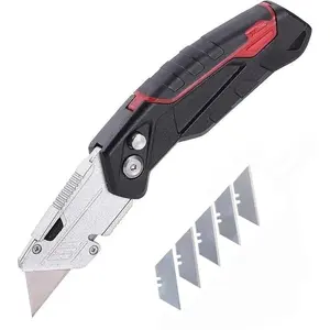 Industrial Grade Heavy Duty Folding Utility Knife Set with 5/10 Extra Blades, Multipurpose Box Opener for Home, Office, Warehouse, Sharp Razor Blade with Clip, Durable Box Opener