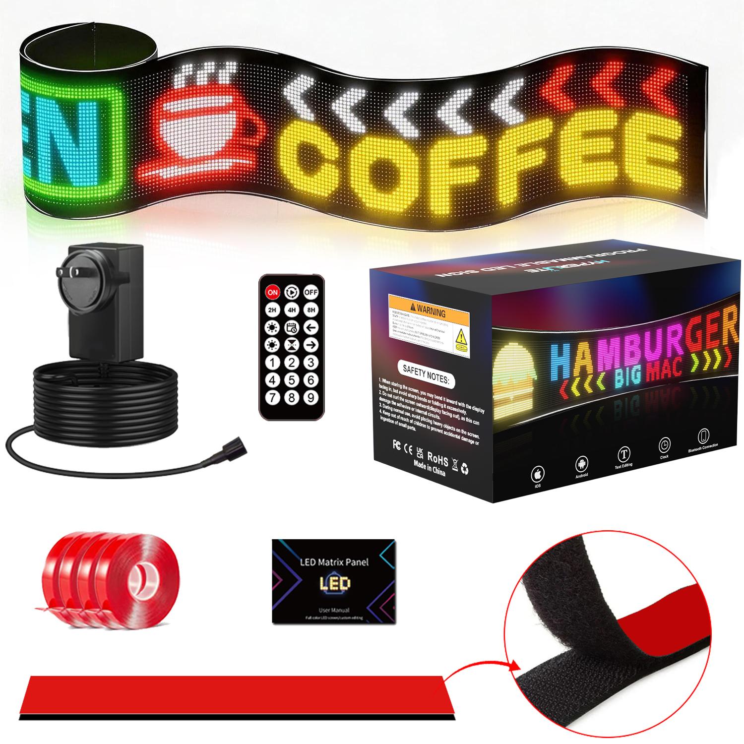 HYPERLITE Scrolling LED Message Sign USB Programmable Display Board Custom Text Marquee Light with App Control for Business Restaurant Event Christmas Decor Multiple Sizes 898mm to 3340mm stockup mothersday