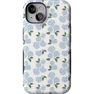 Casely iPhone 13 Case | Nantucket Cottage | Blue Hydrangea | Bold Protective Design | Compatible with MagSafe