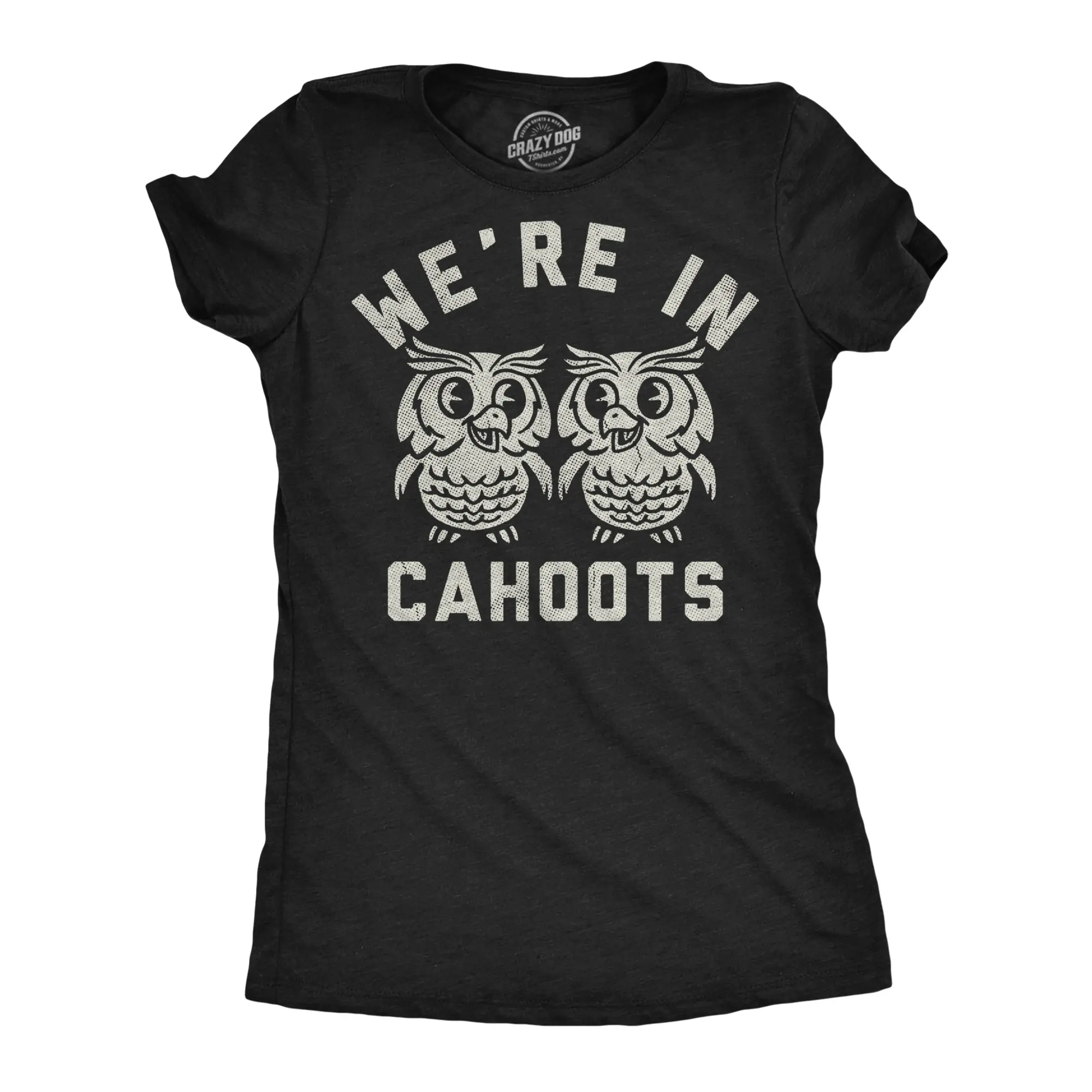 Womens Funny T Shirts Were In Cahoots Sarcastic Owl Graphic Novelty Tee for Ladies Funny Womens T Shirts Cute Vintage Fashion Casual Ladies T-Shirt Gift Sarcastic Tops for Women Funny Animal Top Women's Novelty Black -