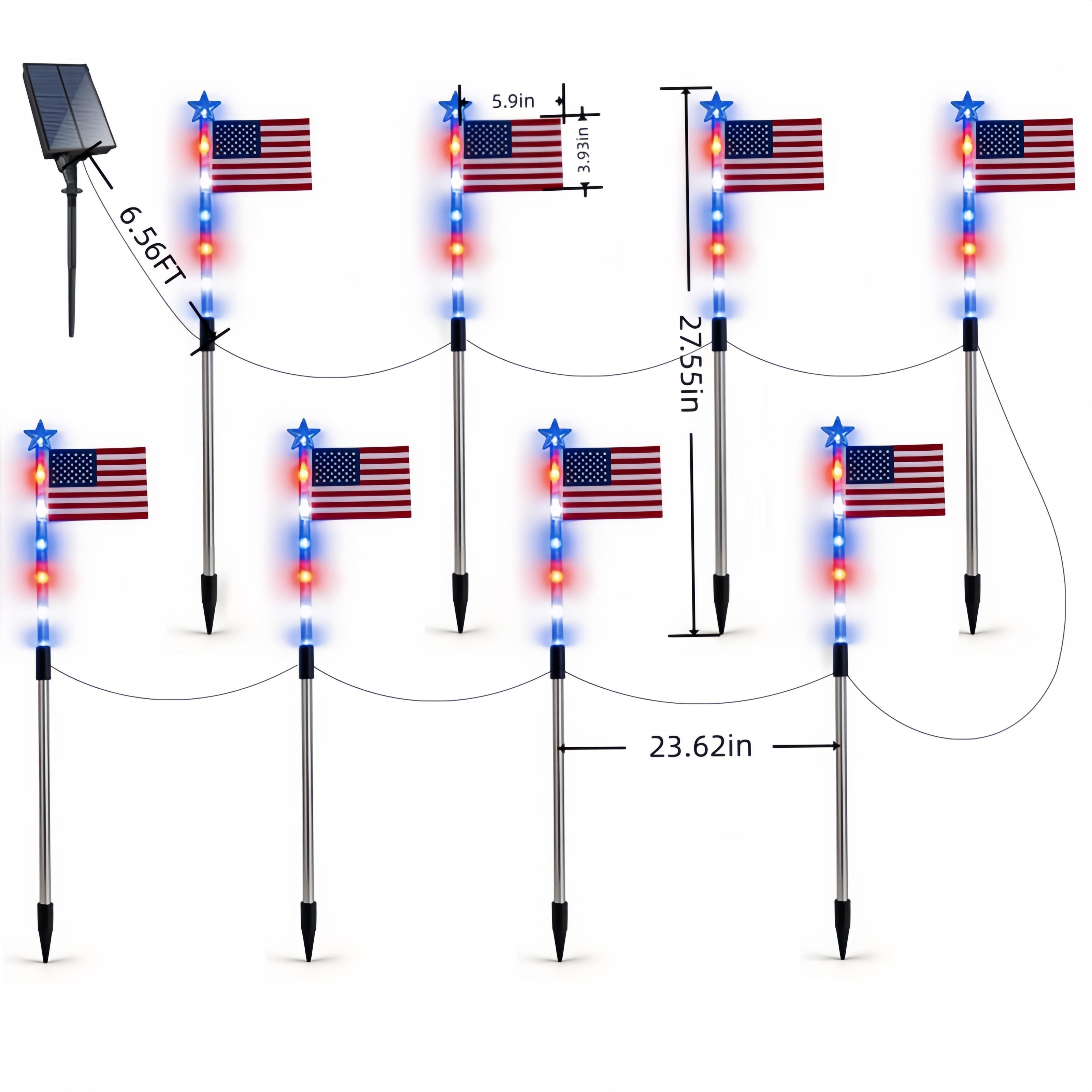 Eight-piece solar-powered ground flag stand (56 LED lights, 8 lighting modes, outdoor waterproof passage lights, suitable for lawns, gardens and landscaped courtyards, independently usable holiday decorations)