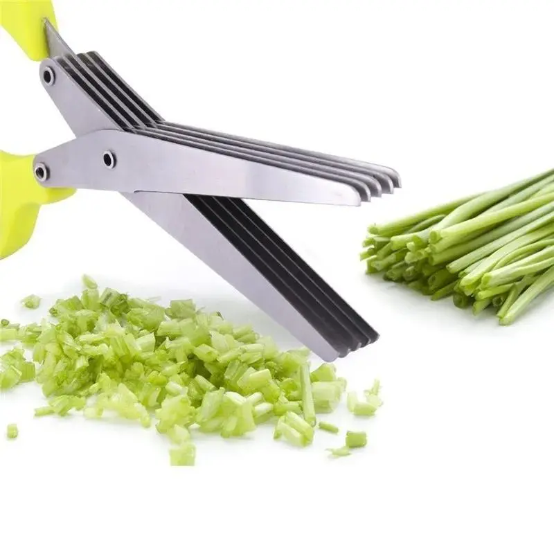 TrimPro Multi-Layer Herb Scissors – Stainless Steel for Green Onions, Spices & More!