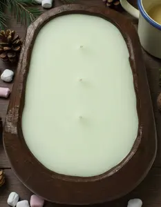 Alpine Stroll Hand-Carved Wood Bowl Soy Candle