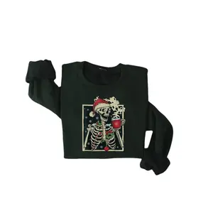 Dead Inside Skeleton Christmas Sweatshirt, Sarcastic Christmas Coffee Shirt Merry Christmas Shirt Coffee Lover  Fall Sweater