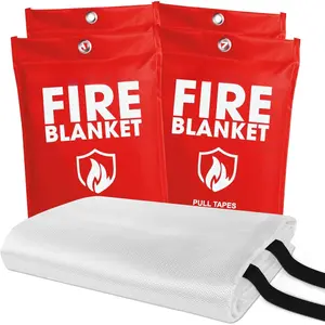 4 Pack Fire Blanket 40" x 40" -  Fire Blanket for Kitchen & , Fiberglass Fire Suppression Blanket
