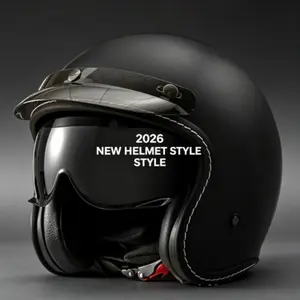 New Motorcycle Helmet for Men and Women, Electric Scooter Cruiser Half Helmet, Bluetooth-compatible Retro 3/4 Shell, Inner Mirror Half Helmet