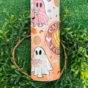Cafecito y Chisme Ghost Tumblerer - Unique Bottle Design for a Stylish Drink - Drinkware