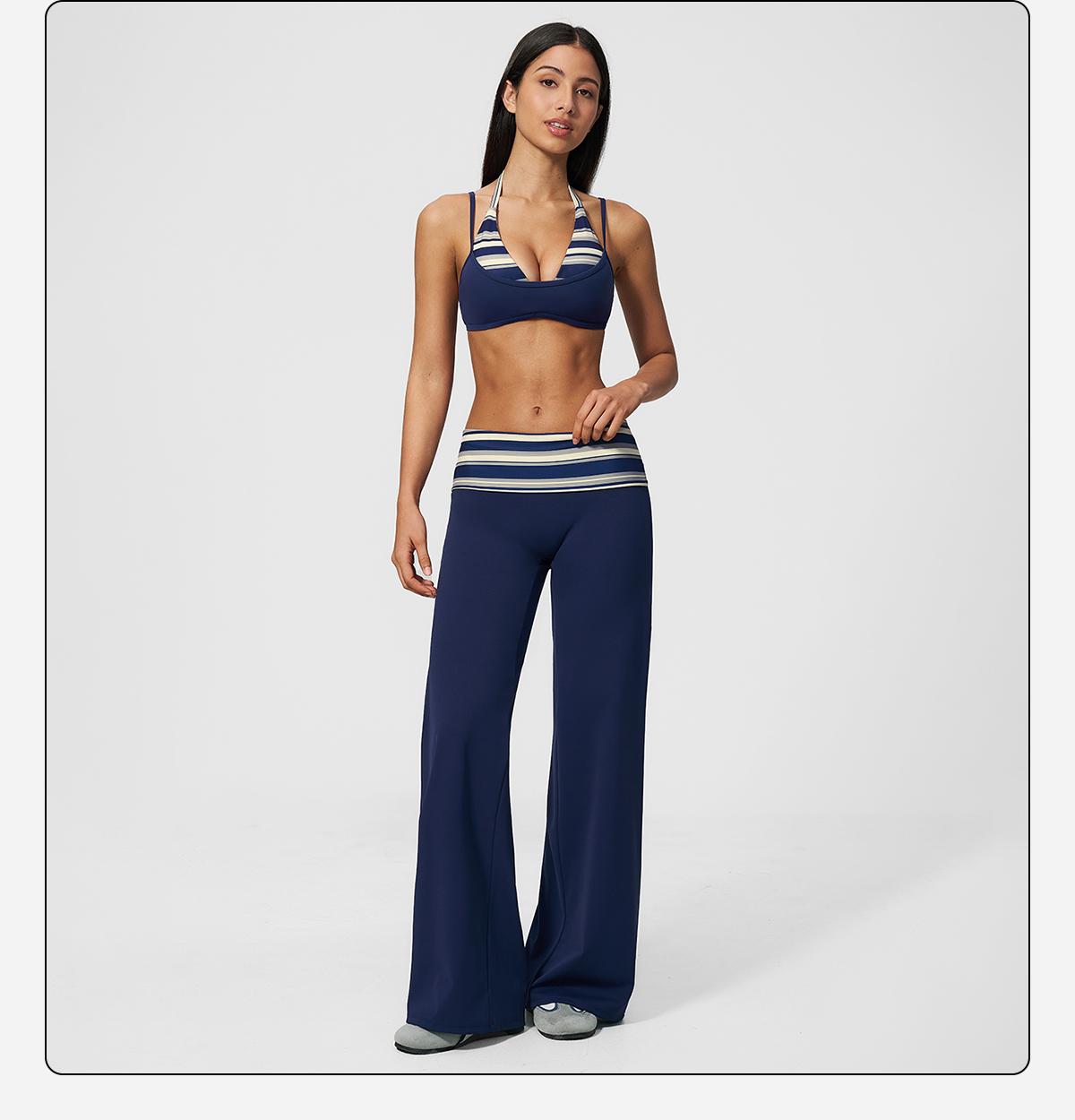 MFVIM women’s halter yoga set — breathable “naked feel” fitness bra and high-waisted wide-leg athletic pants, two-piece slim-fit training workout apparel