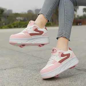 [Youngsters' Outdoor Sports Skates] Youngsters' Trendy Breathable Roller Skate Sneakers - Lace-Up, All-Season Outdoor Sports Shoes for Boys & Girls