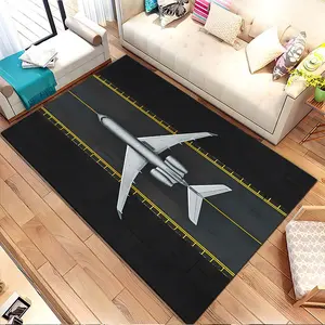 Airplane on runway. Printed pattern home carpet, suitable for living room, bedroom, kitchen mat, home decoration, carpet, and suitable as a holiday gift for family and friends