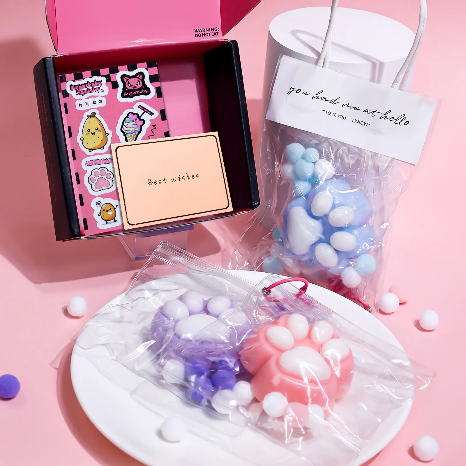 3PCS[Gifts for kids]squishy paw squeeze toy taba squishy toy mochi decompression toy very suitable birthday gift Children's Day gift anxiety toy-W3