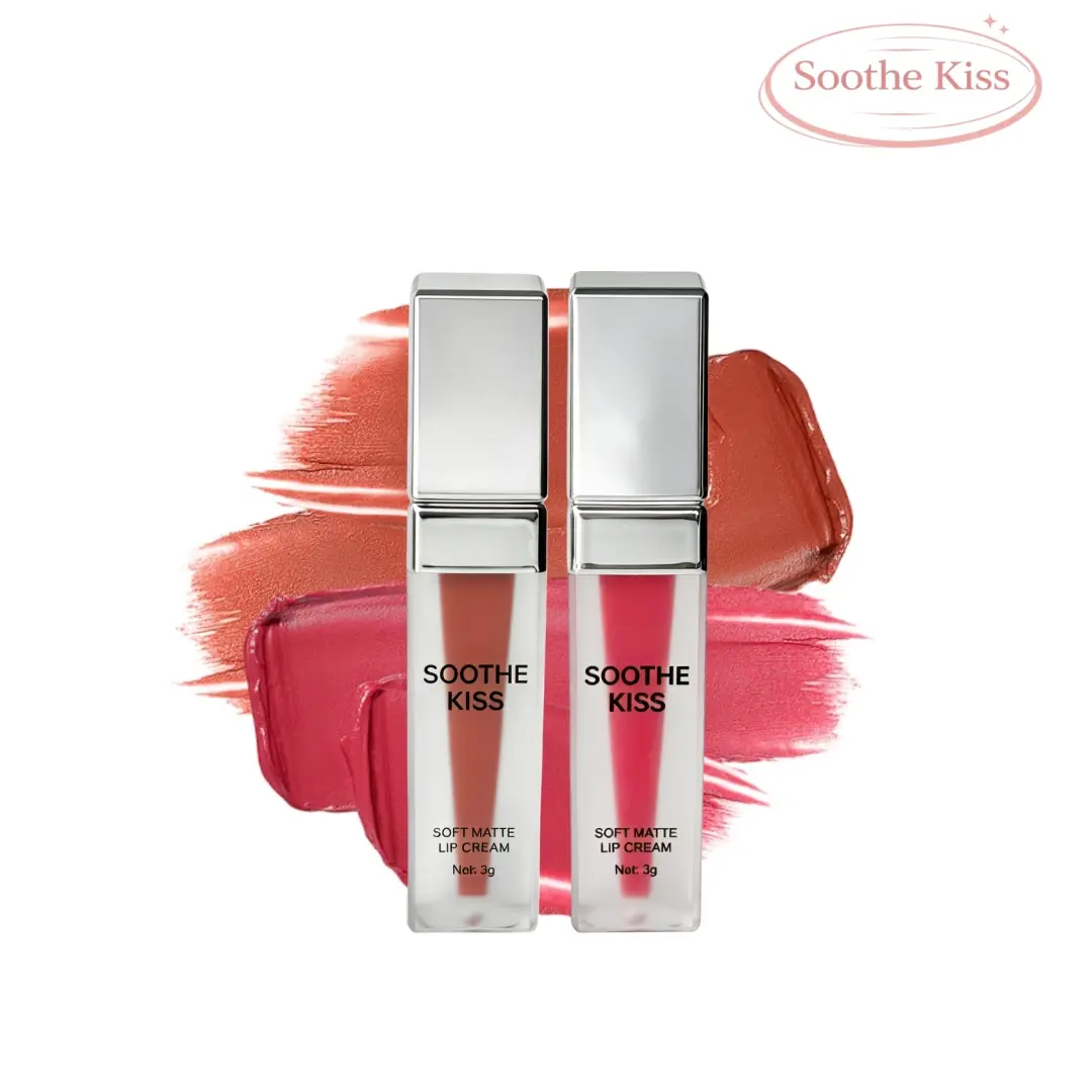 SOOTHE KISS Smooth Color Lipstick Duo - 2-in-1 Soft Matte Lip Gloss & Cheek Tint Cosmetic, 3g Single Item, Lightweight, Long-Lasting, Hydrating Moisturizer, Color Correction, Everyday Glam Lip Care for Adults