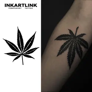 INKARTLINK Tattoo Tech, 2 Sheets Small Semi Permanent Tattoo, Adult Art Design Temporary Tattoos, Lasts 1-2 Weeks, Waterproof, Realistic Look, No Adhesive, No Reflection (Maple Leaf)