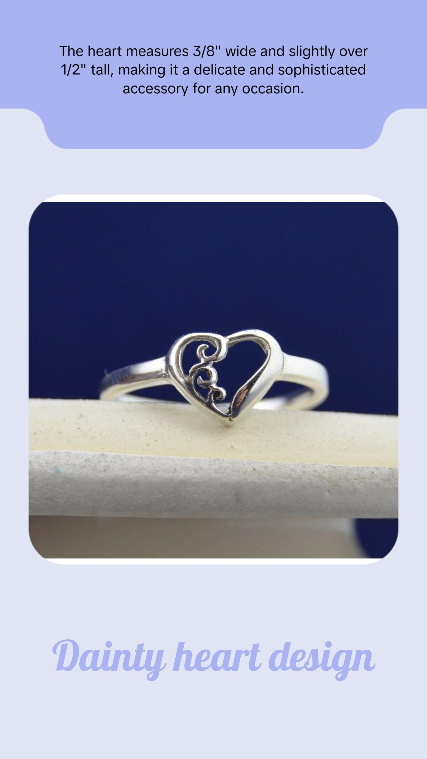 Elegant 925 Sterling Silver Heart Ring with Exquisite Scrollwork - Limited Edition