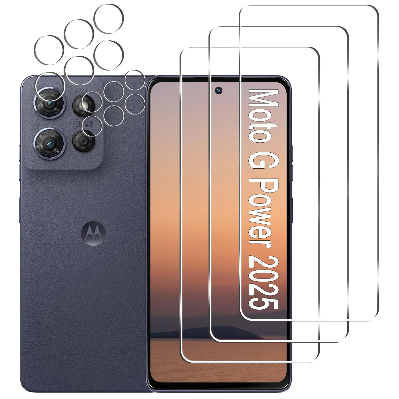 3-Pack Smartphone Screen Protector + 3-Pack Camera Lens Cover for Moto G Power 2025 (6.8 in), Anti-Scratch, Bubble-Free, Easy Installation, Impact-Resistant Mobile Phone Accessories