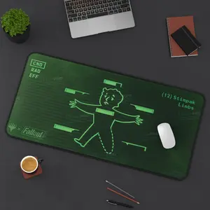 Mousepad Inventory Management Fallout Black Stitched Standard Gaming Mat, Gaming Mouse Pad Desk Decor, Perfect Gift