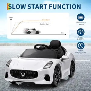 Flash sale toy items Licensed Maserati Gran Cabrio Kids Ride-On Car, 12V Electric Vehicle with Parental Remote Control, Spring Suspension, Double Doors & LED Lights, 4-Wheel Motorized Ride-On Toy, Outdoor Activity Gift for Boys & Girls