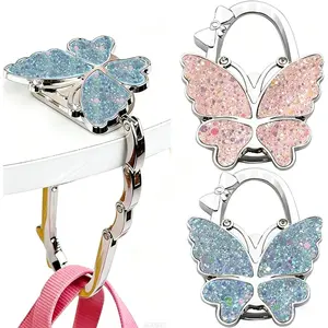 2Pcs Butterfly Foldable Handbag Hanger,Folding Purse Table Hook Holder,Foldable Purse Hook,Purse Holder Stand for Table