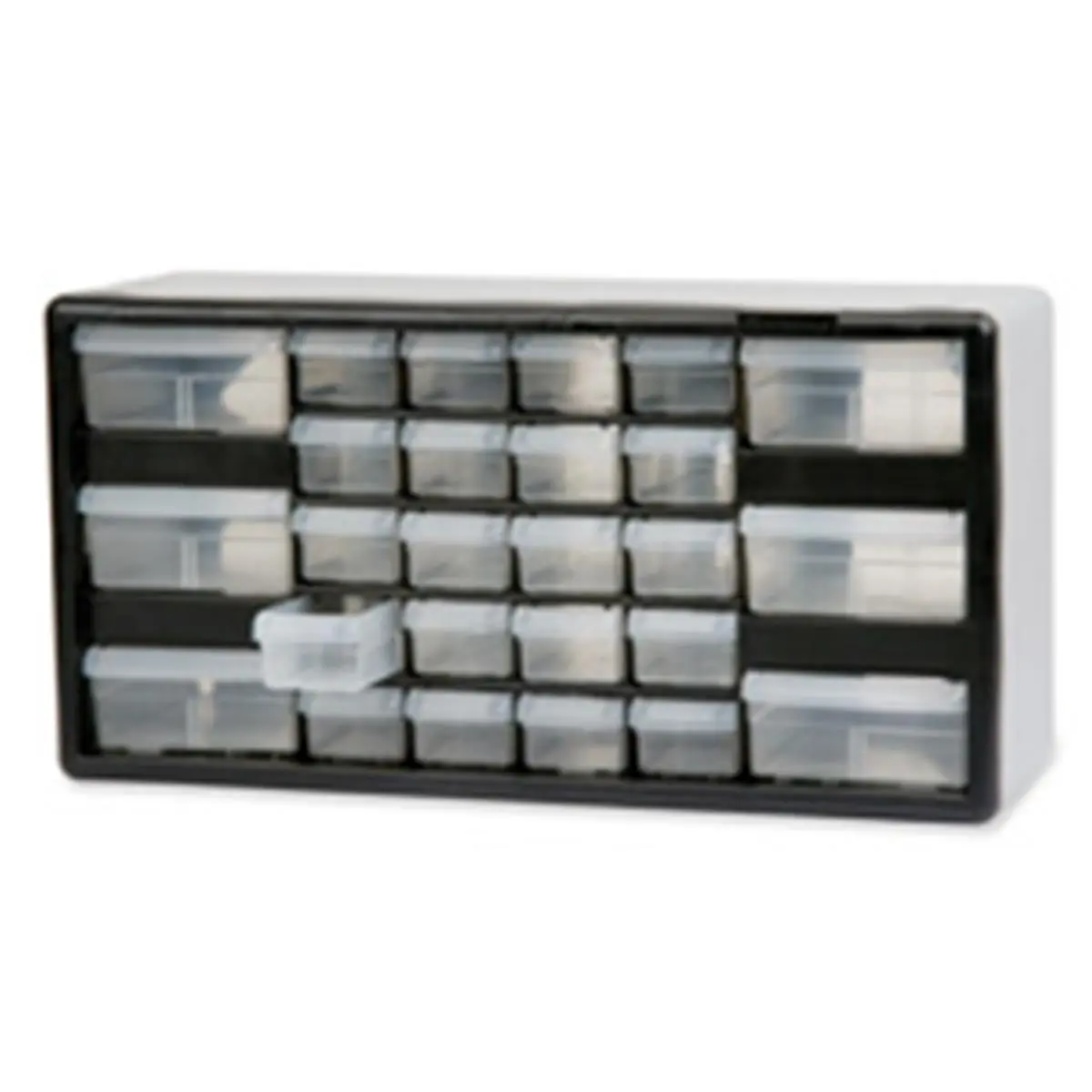 Akro-Mils Drawer Organizer Cabinet, 26-Drawer Stackable Tool Storage Unit, 20in x 6.38in x 10.332in, Black-Gray Hardware Case