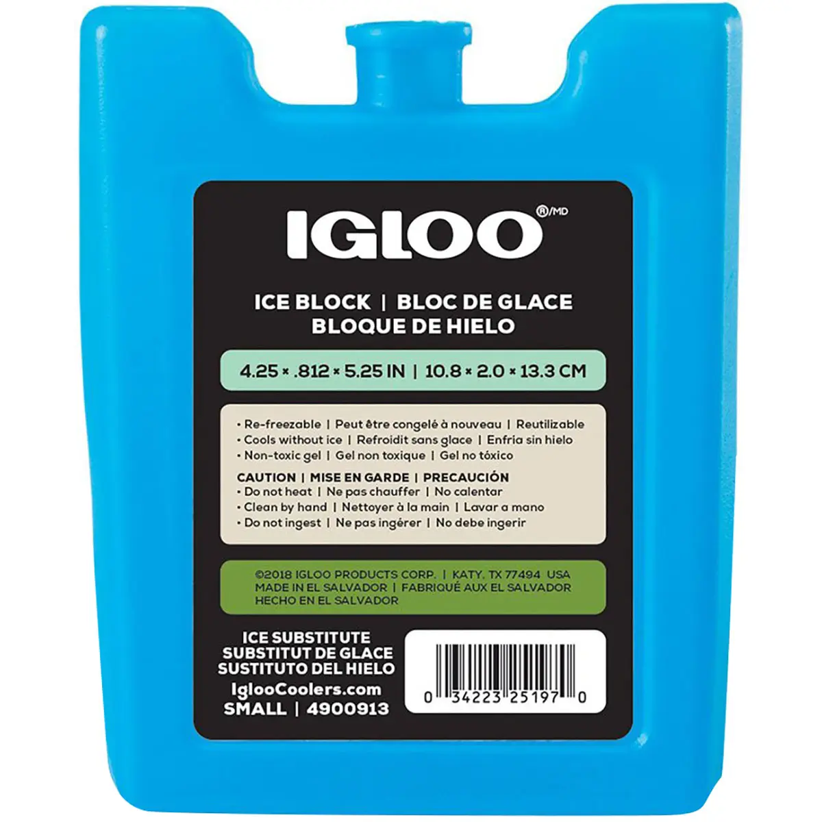IGLOO MaxCold Small Reusable Ice Block - Blue, 4.25" x 0.75" x 5.25", Extended Cooling Performance for Busy Days on the Move