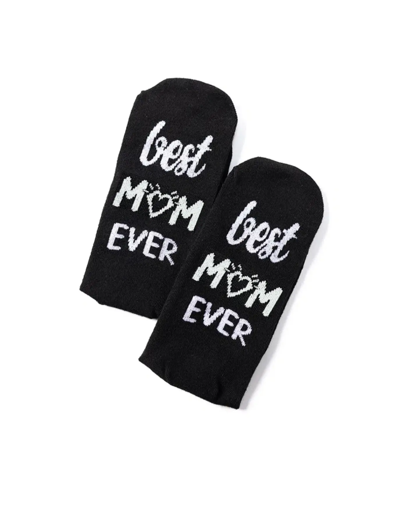1 Pair Women's Black Mid-Calf Socks "Best Mom Ever" Heart Embroidery Mother's Day Gift Idea Soft Cozy Socks Casual Daily Socks Casual Comfy Socks Knitted Socks