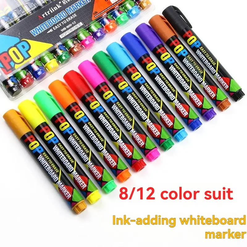 8/12 Colors Whiteboard Erasable Marker, Whiteboard Pen, Smooth Writing, Easy to Erase, Ideal for Classroom Use, Perfect for Teachers and Students, School Stationery, Stationery Supplies