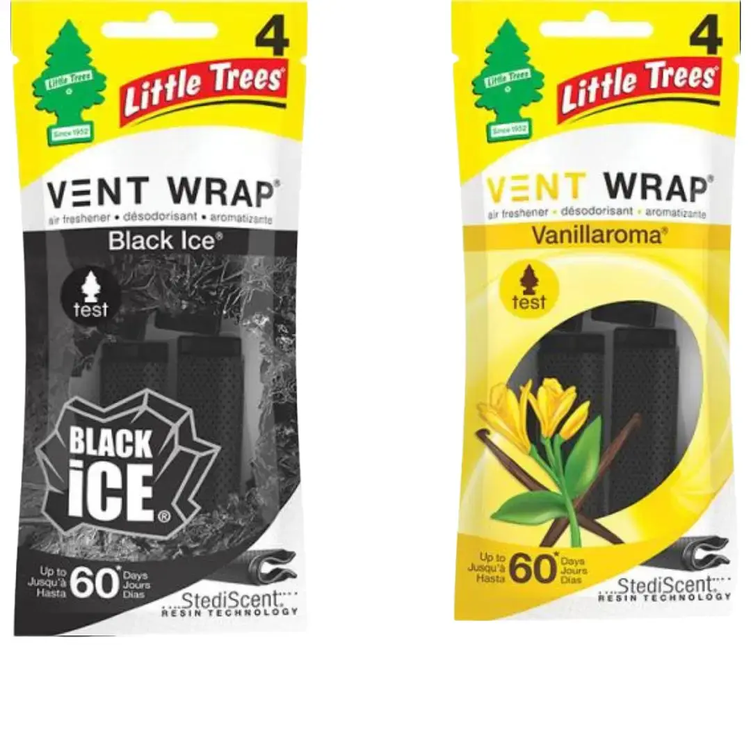 LITTLE TREE Vent Wrap 4-Pack, Black Ice & Vanillaroma Car Scents Bundle, AHSR Products for Cars, Trucks & Home Air Fresheners, Car Deodorizer