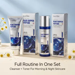 GHK-Cu Peptide Set Gentle Skin Cleanser, Daily Facial Cleanser  Exfoliating and Brightening Toner  Smoothing and Pore Refining Skin Care for All Skin Types,