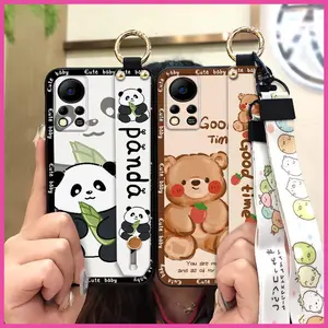 Anti-dust Durable Phone Case For infinix HOT 11S NFC/X6812B Anti-knock Dirt-resistant Waterproof Silicone Fashion Design Phone Holder Kickstand protective Wrist Strap Back Cover