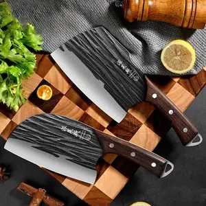 Stainless Steel Hand Froged Kitchen Knife with Wooden Handle, High Hardness Bone Chopping and Meat Slicing Knife for Home Cooking