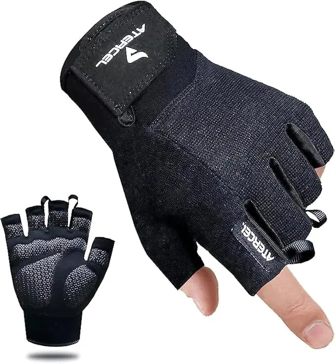 Half-Finger Workout Gloves for Men and Women, Breathable Mesh with Padded Non-Slip Grip for Gym Training & Weight Lifting, Lightweight, Ergonomic, Maximizes Grip, Small, Snug Fit, General Workout
