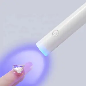 Handheld UV LED Lamp for Gel Nail Polish, White Quick Dry Mini Nail Light with Foldable Stand Nail Art