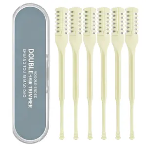 2-in-1 (6-pack) nose hair trimmer, upgraded double-sided nose hair cutter, 360° nostril hair removal tool, portable nose hair trimmer for men and women, soft cleaning brush (cream)