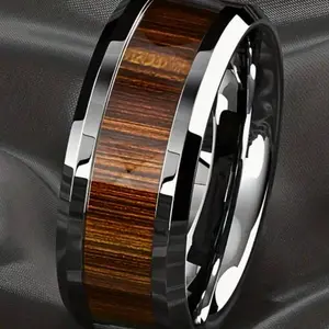 Men's tungsten ring, 8MM wide stainless steel, suitable as a birthday gift for father, best friend, Valentine's Day for boyfriend, wedding ring