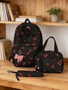 3pcs  Lightweight backpack with large capacity printed women's backpack zipper closure, fashionable and versatile, suitable for daily commuting, students, school, campus, women's backpack