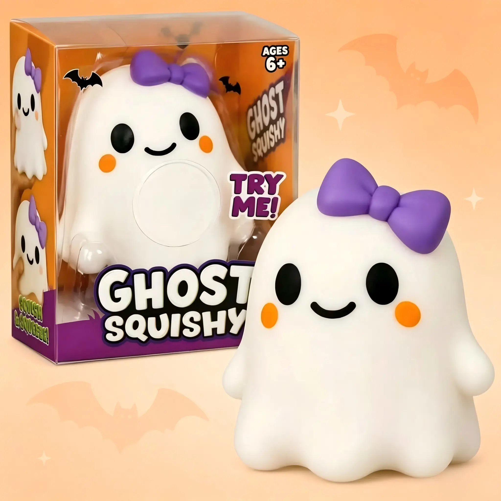 1 Pack 2026 Couple Ghost Squishy Toy, Soft Squeeze Fidget Ball For Stress Relief, Safe Non-Toxic Durable Sensory Play Toy For Adults And Kids